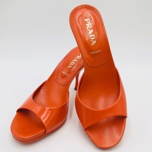 Sexy PRADA kitty slide in open toe heels sandals